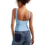 Camiseta Regata Feminina Suuksess Com Costas Abertas, Gola De Barco E Sutiã Embutido
