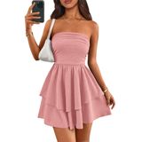 Vestido Feminino Prettygarden 2025, Sem Alças, Rosa Tubular