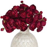Flor Artificial Letjolt Ranunculus 18 Peças De Casamento Em Seda Vermelha