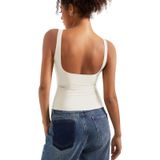 Camiseta Regata Feminina Suuksess Com Encosto Aberto E Gola De Barco Branca Xs