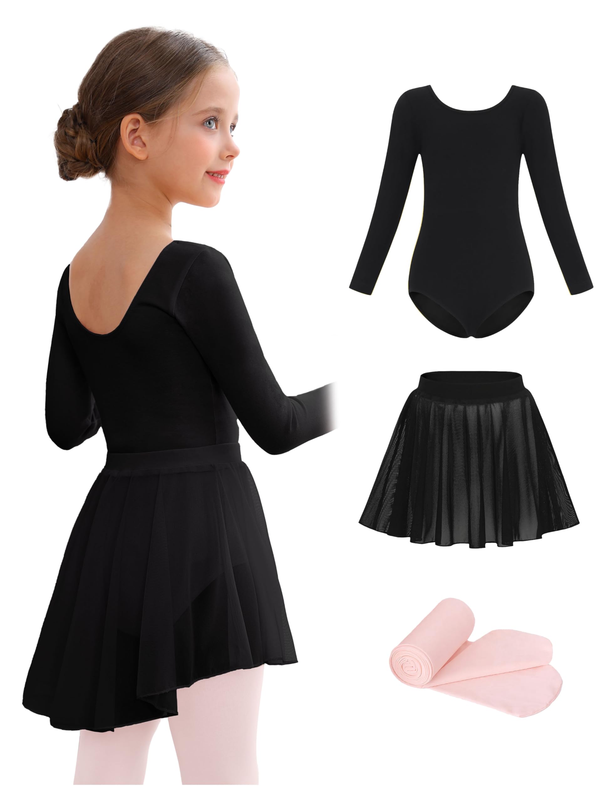 Combinação De Collants De Balé Com Saia E Meia-calça Para Meninas Mecceos