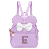 Mini Mochila Kkxiu Girls Initial Bowknot De Couro Sintético Roxa