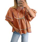 Blusas Peplum Babydoll Cicy Bell Femininas Com Decote Em V E Manga Lanterna