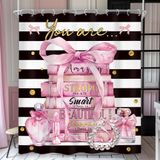 Cortina De Chuveiro Riyidecor Pink Fashion Bow Girly 150x180cm