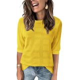 Suéter Feminino Zeagoo, Pulôver De Malha De Crochê, Amarelo
