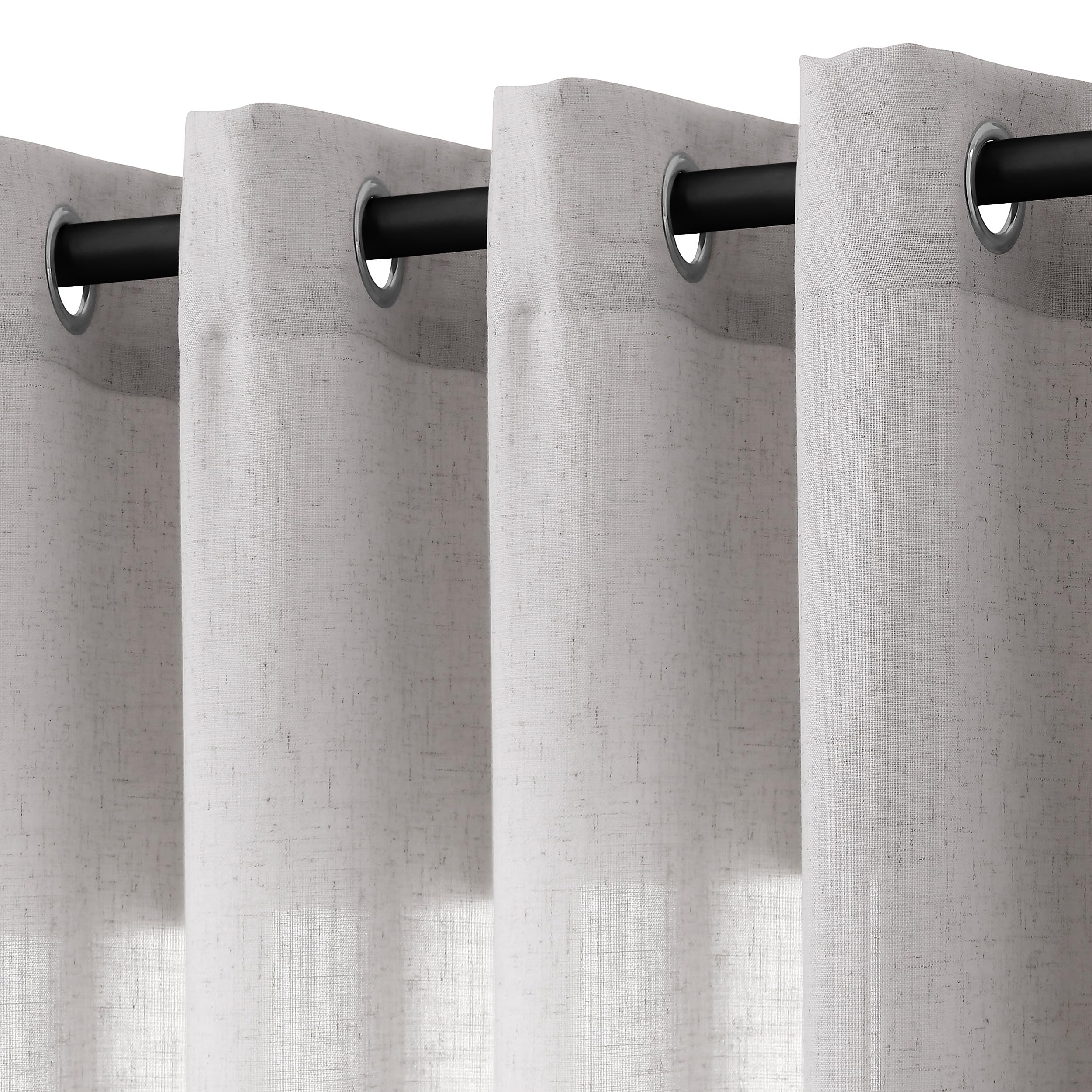 Cortinas, Joias, Branco Acinzentado, Linho, 214 Cm De Comprimento, 2 Painéis