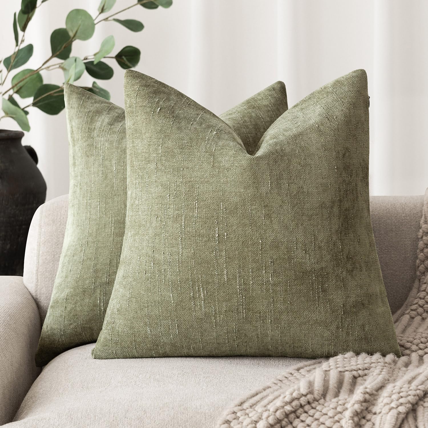 Capas De Travesseiro Findtower Soft Textured Chenille 50x50cm, Pacote Com 2