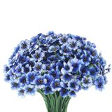Flores Artificiais Wteyi, Seda Resistente A Uv, 22 Cachos, Azul