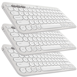Kit 3x Teclado Bluetooth Logitech K380s Pebble Key 2 Branco