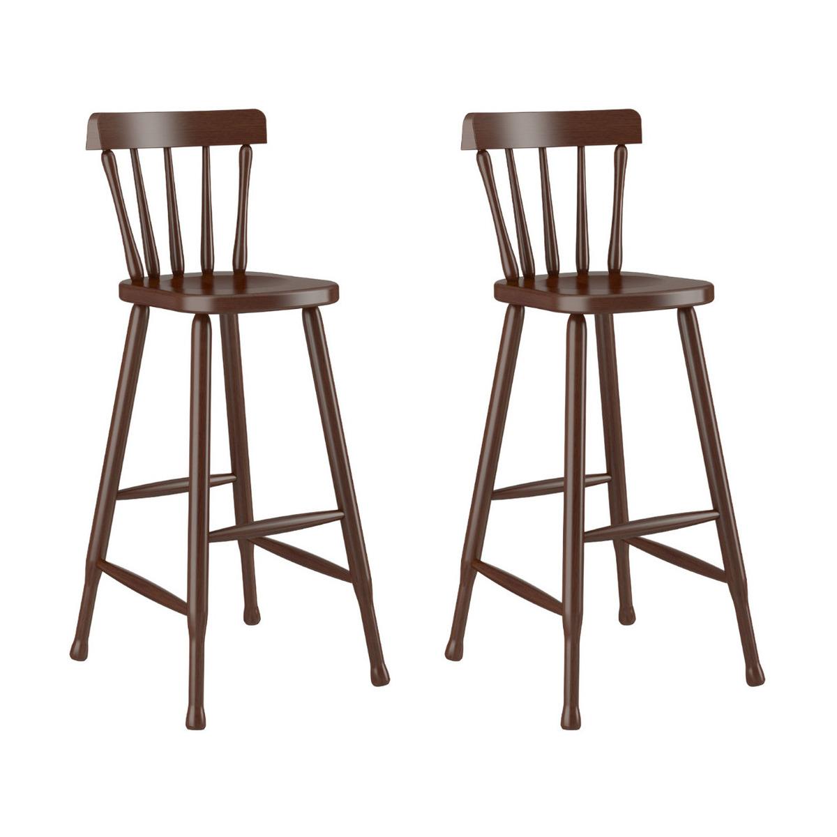 Kit 2 Banquetas Altas De Madeira Maciça Para Sala De Jantar/bar Multimóveis Cr50116 Castanho