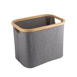 Cesto De Roupa Lavanderia Quarto Bambu Grey 38cm Mimo Style