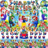 Suprimentos De Festa, Decorações De Aniversário De Mario Com Banner E Muito Mais