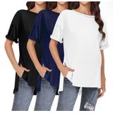 Camisas De Maternidade Ekouaer, 3 Pacotes, Manga Curta, Tamanho Grande, L