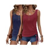 Camisetas Regatas Femininas Zeagoo 2025, Decote Em U, Franzido, Pacote Com 2
