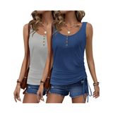 Camisetas Regatas Femininas Zeagoo 2025, Decote Em U, Franzido, Pacote Com 2