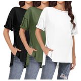 Camisas De Maternidade Ekouaer, 3 Pacotes, Manga Curta, Tamanho Grande, S