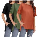 Camisas De Maternidade Ekouaer, 3 Pacotes, Manga Curta, Tamanho Grande, Gg