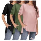 Camisas De Maternidade Ekouaer, 3 Pacotes, Manga Curta, Tamanho Grande, M