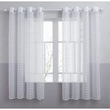 Cortina Transparente Voil Xadrez Branco 2,80x1,20 Cozinha