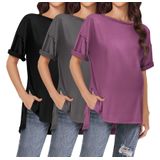 Camisas De Maternidade Ekouaer, 3 Pacotes, Manga Curta, Tamanho Grande, M