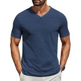 Camiseta Masculina Coofandy De Manga Curta Com Decote Em V Azul Marinho