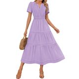 Vestido Zesica Summer Casual Midi Para Mulheres Roxo Tamanho M