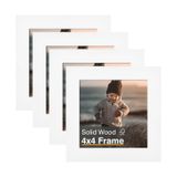 Porta-retratos Kinlink Branco Quadrado De Madeira Maciça 33x33cm, Pacote Com 4