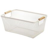 Cesta Organizadora De Armazenamento Ajioda Metal Mesh Steel Off White