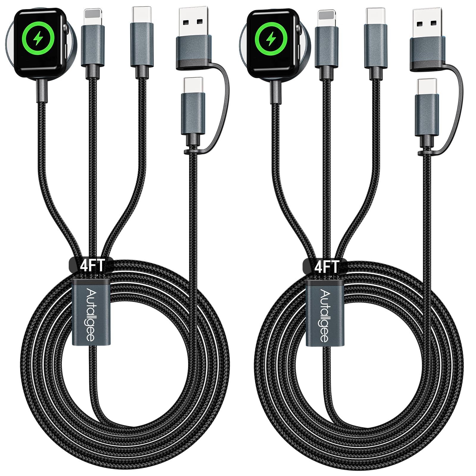 Cabo De Carregamento Autallgee 3 Em 2 Para Apple Watch E Iphone