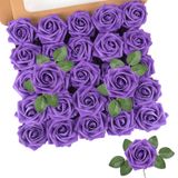 Flores Artificiais N&amp;t Nieting Rosas Roxas X50 Com Caules