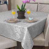 Toalha Mesa Quadrada 1,40x1,40 Jacquard Cinza +4 Guardanapo