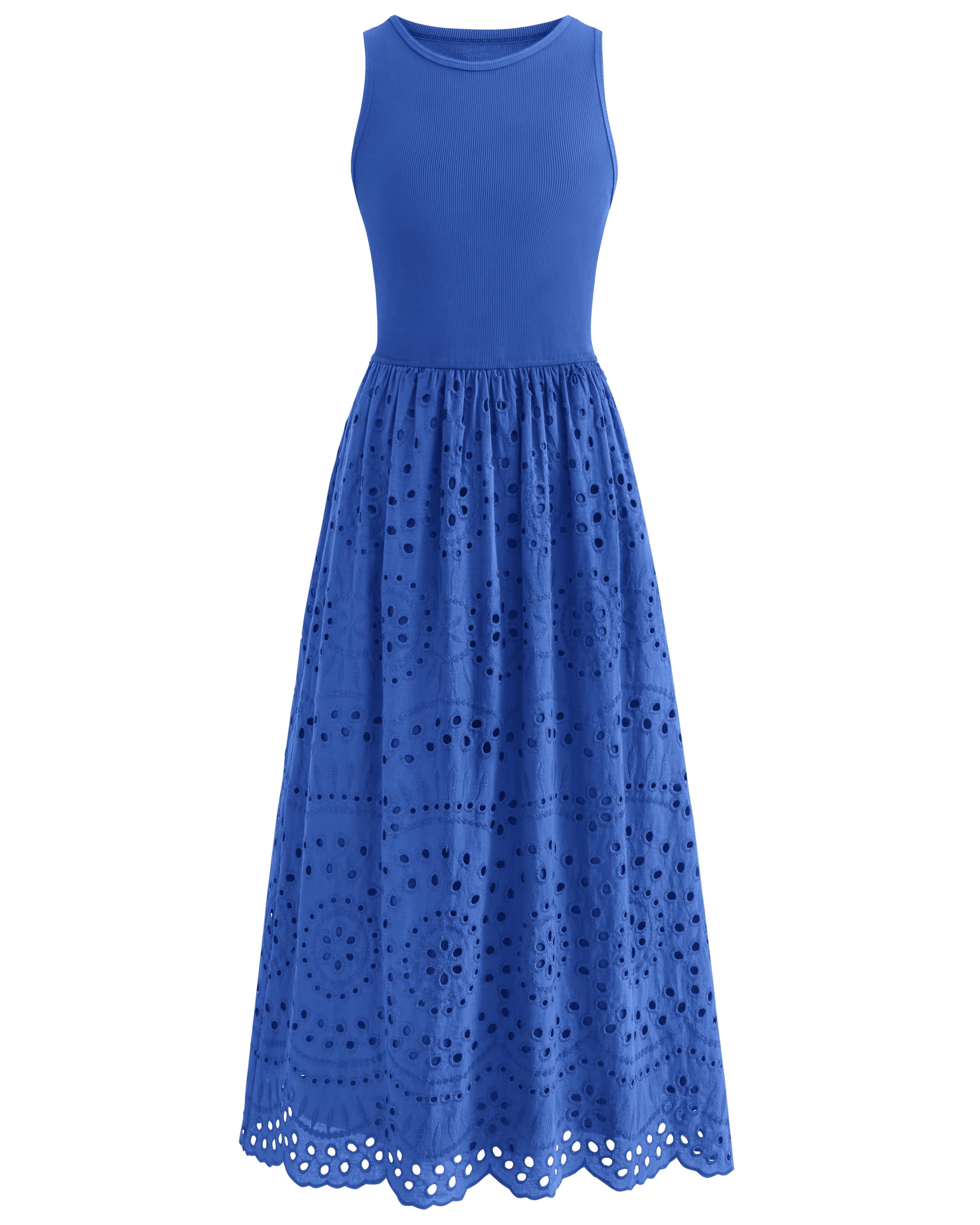Dress Dowerme Summer, Feminino, Casual, Sem Mangas, Linha A, Maxi, Azul
