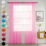 Cortina Youleyar Solid Sheer Voile 2 Painéis 132x274cm Branca