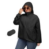 Jaqueta De Chuva Aavoogue Plus Size Trench Coat Para Mulheres Preta Xl