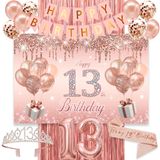 Decorações De Aniversário Jenlion 13º Aniversário Para Meninas Em Ouro Rosa
