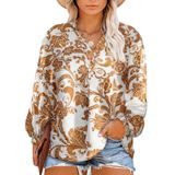 Blusa Feminina Eytino Plus Size Boho Abstrata Com Decote Em V 3x Branca