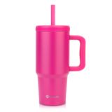 Copo Luxgola Kids 710 Ml Com Alça De Aço Inoxidável Rosa Vermelha