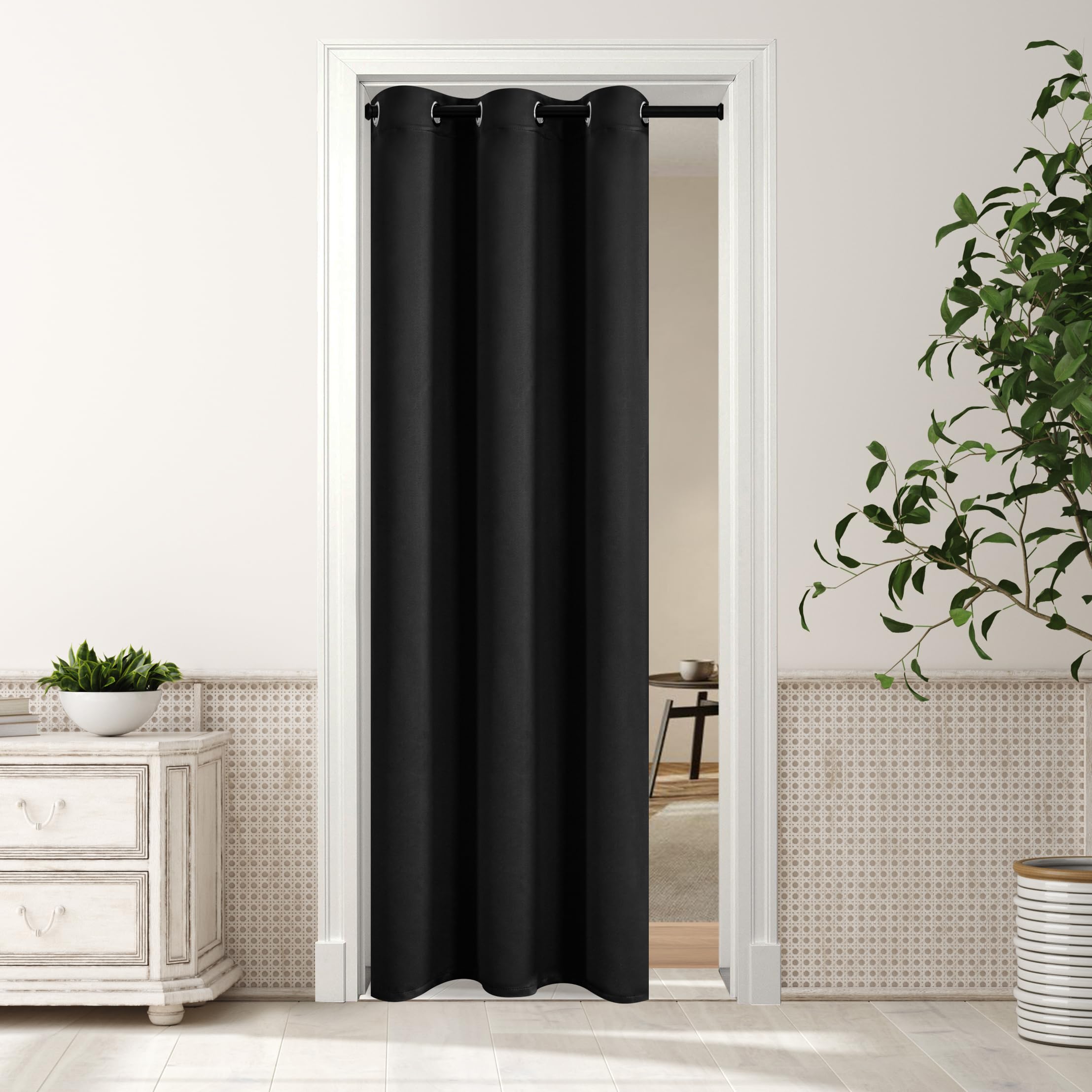 Cortina De Porta Blackout Mysky Home Solid Black 86x203cm
