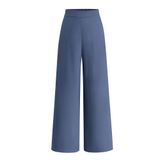 Calças Largas Btfbm Femininas Elásticas De Cintura Alta Palazzo Grey