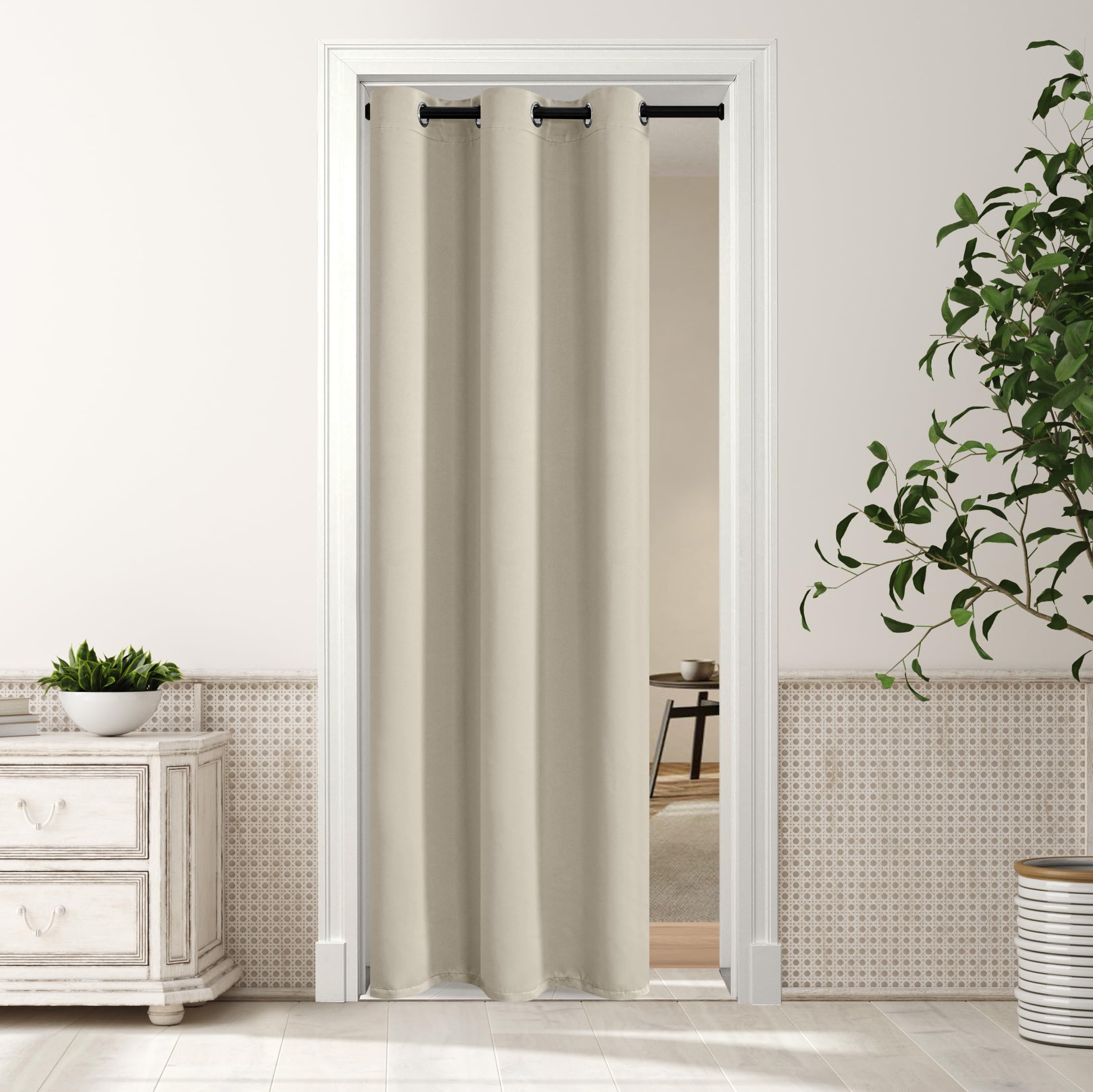 Cortinas De Porta Blackout Mysky Home Para Porta 203x86cm Bege