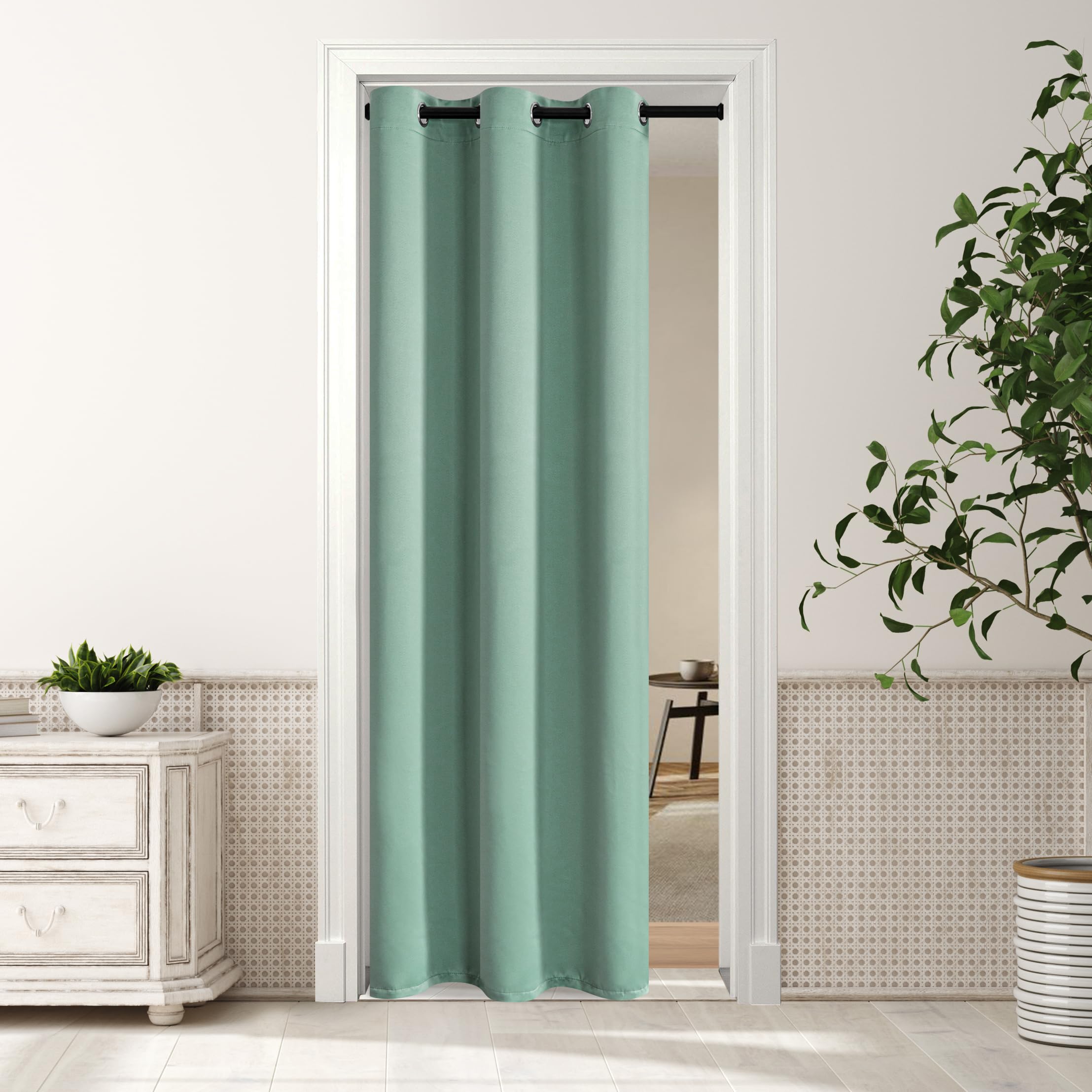 Cortina Mysky Home Aqua Closet Blackout 86x203cm Verde Azulado