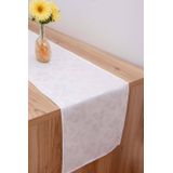 Caminho Trilho De Mesa Tecido Jacquard Branco 2,20x0,40