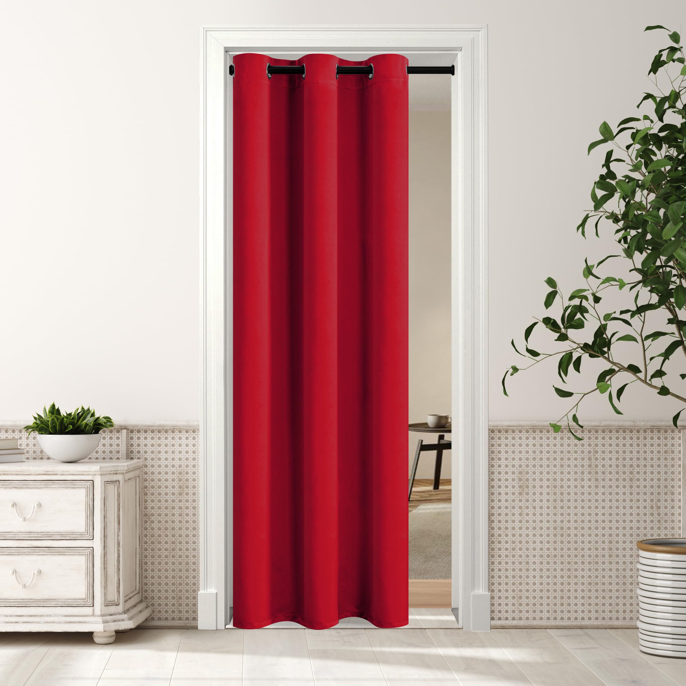 Cortinas Mysky Home Blackout Red 86x203cm Para Porta