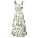 Vestido De Verão Scarlet Darkness Com Estampa Floral Verde Para Mulheres