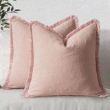 Capas De Almofada Miulee Linen Fringe, Rosa, 45 X 45 Cm, Conjunto De 2