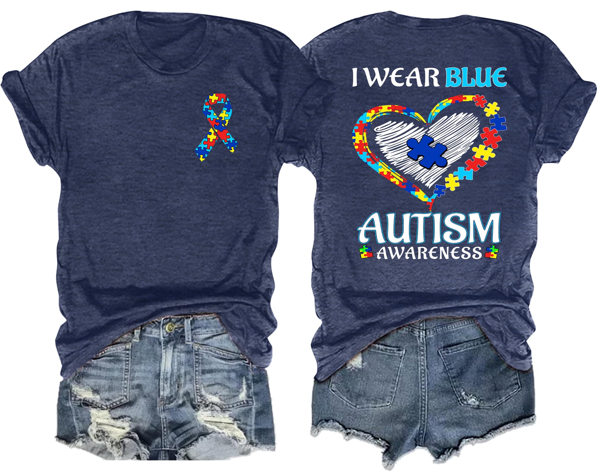 Camiseta Ithalt Autism Awareness Para Mulheres Usa Azul Para Mães Autistas