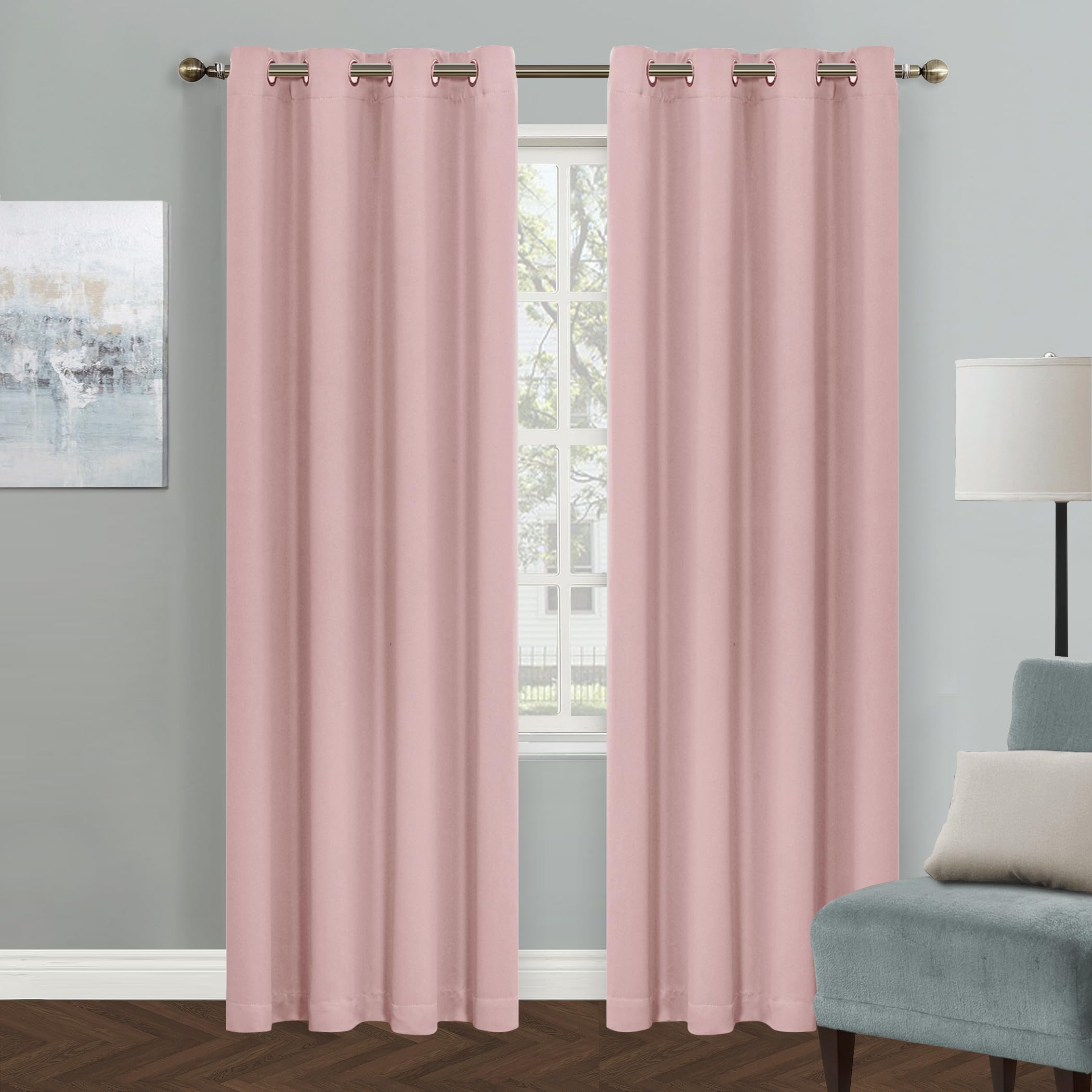 Cortinas Mysky Home Rosa Com 203 Cm De Comprimento, Ilhó, Escurecimento Da Sala