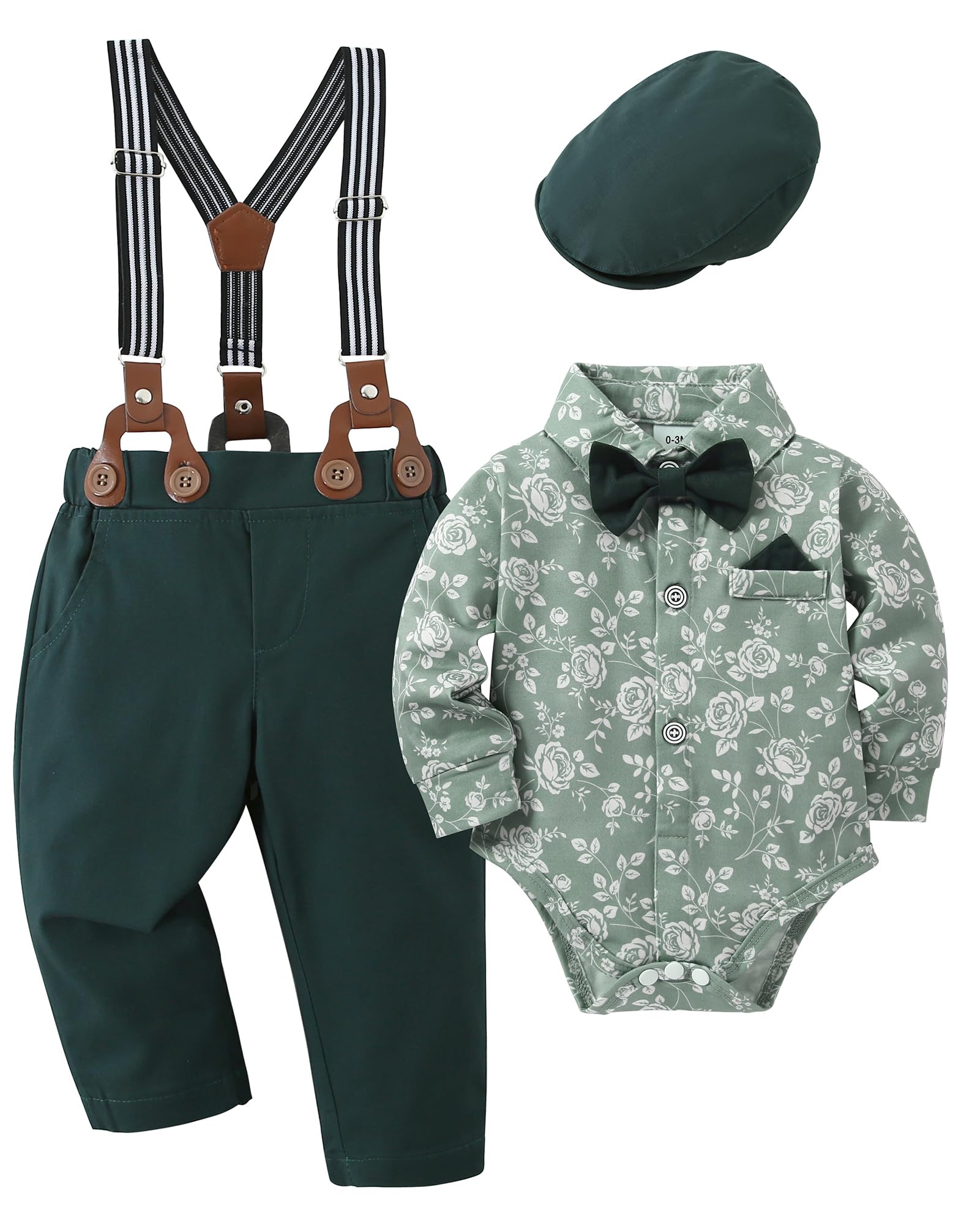 Roupas Para Bebês E Meninos Yallet Gentleman Outfits 0-18m Com Chapéu