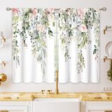 Cortinas Oolygoo Eucalyptus Botanical Leaves Pink Rose 66x91cm