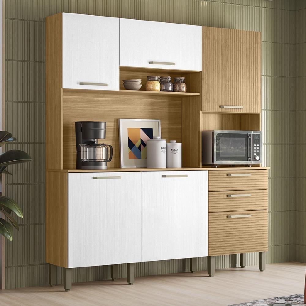 Armário De Cozinha Compacta Mdf 6 Portas Ferrara Plus Freijó